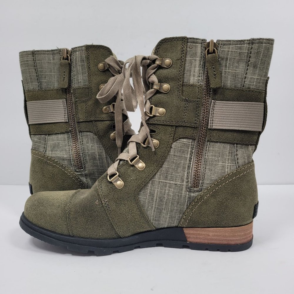 Sorel Major Carly Women's Green Combat Zip Up Boots NL2158-383 US SZ 9 - Picture 6 of 12